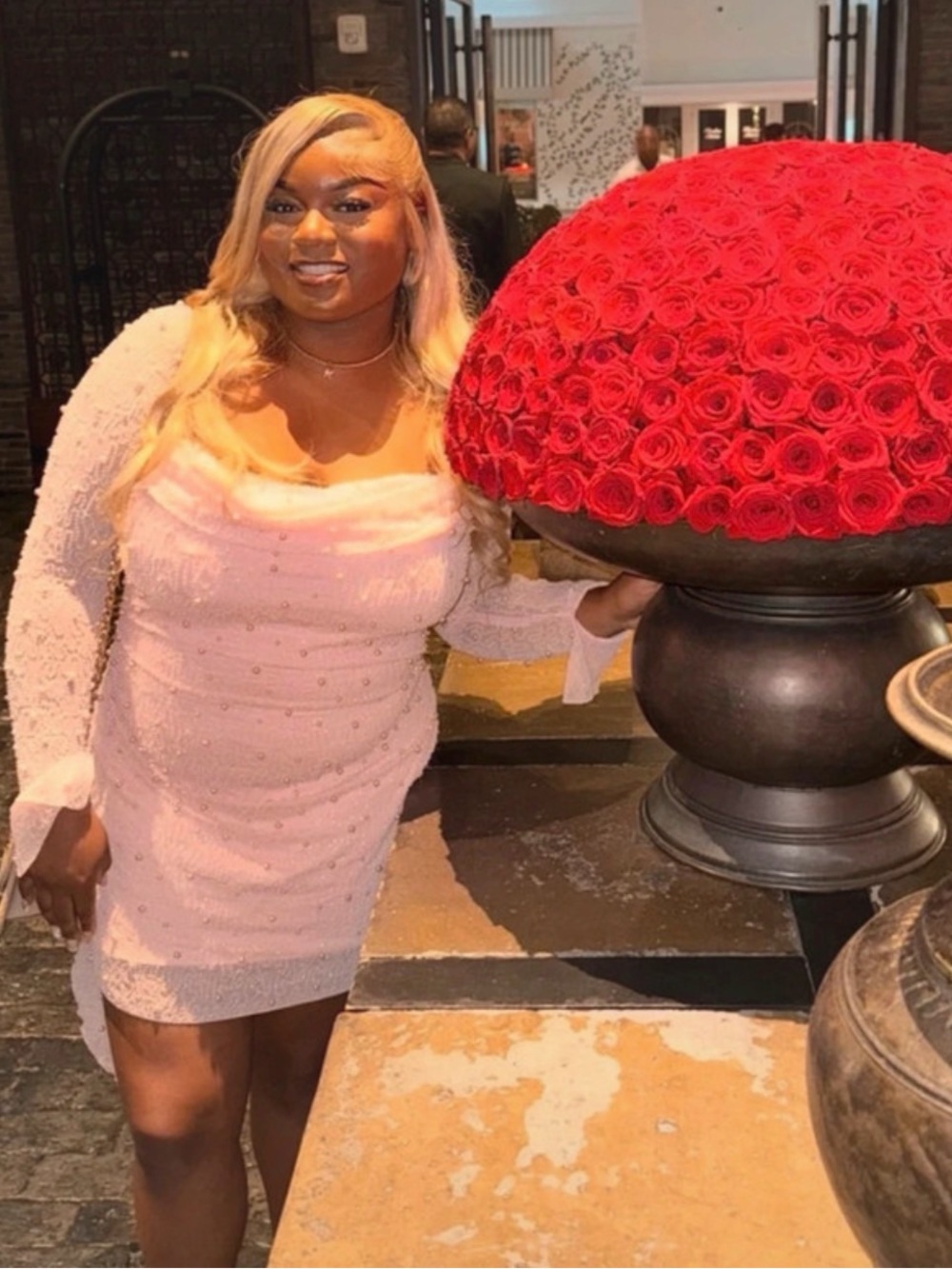 Pink Mini Dress with Off-Shoulder Neckline